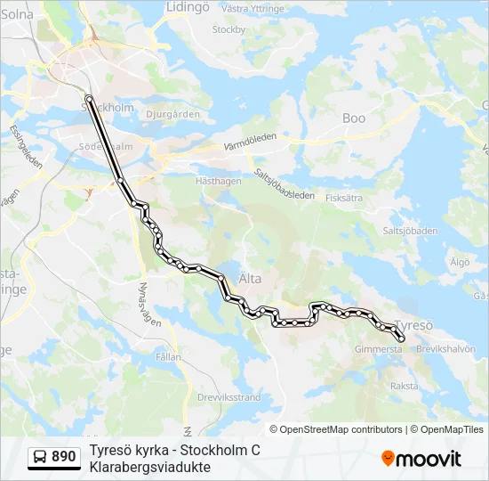 890 Bus Line Map