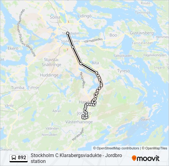 892 bus Line Map