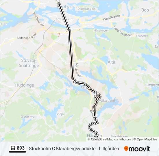 893 bus Line Map