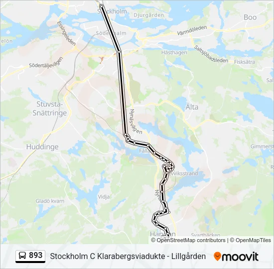 893 Bus Line Map