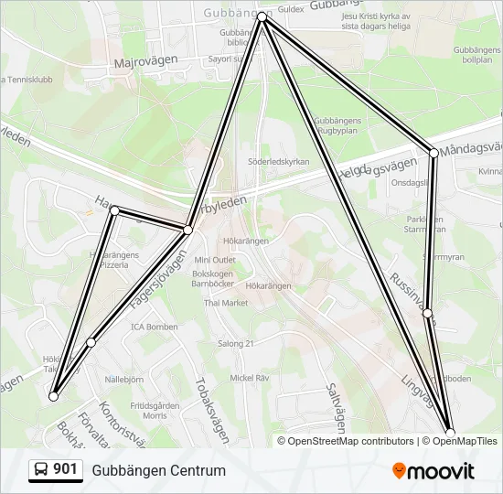 901 Bus Line Map