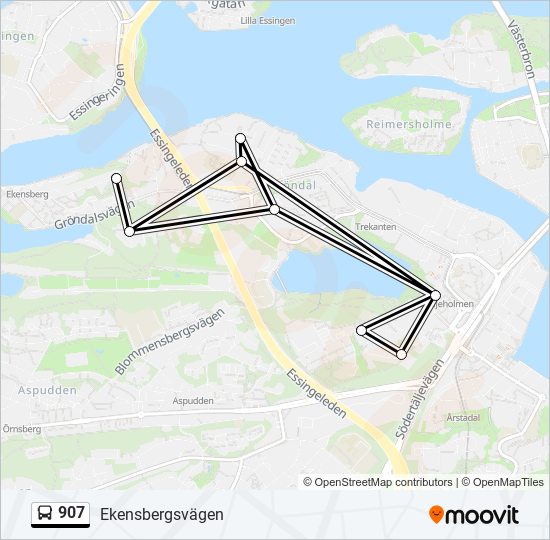 907 bus Line Map