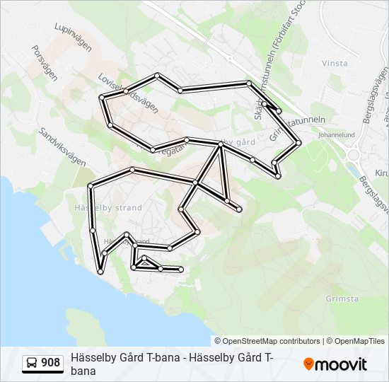 908 bus Line Map