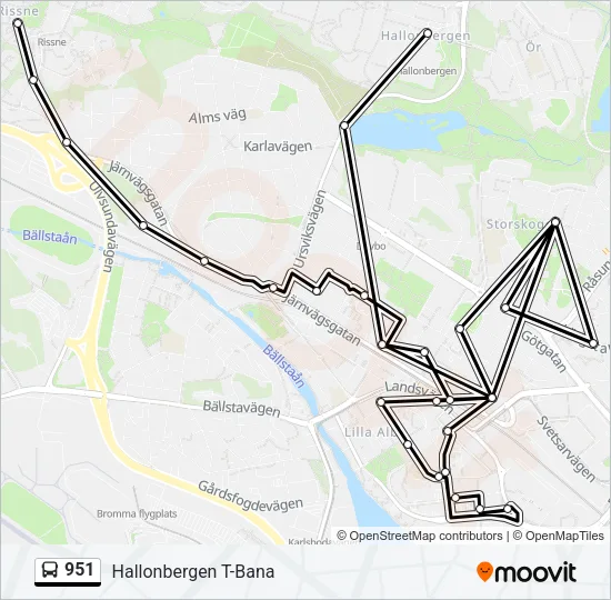 951 Bus Line Map