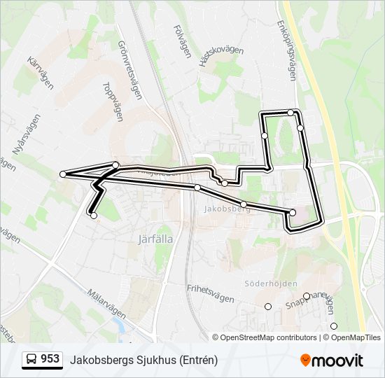 953 bus Line Map