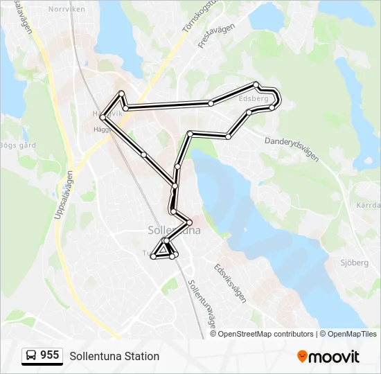 955 buss Linje karta