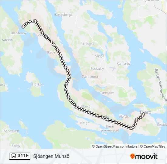 311E Bus Line Map