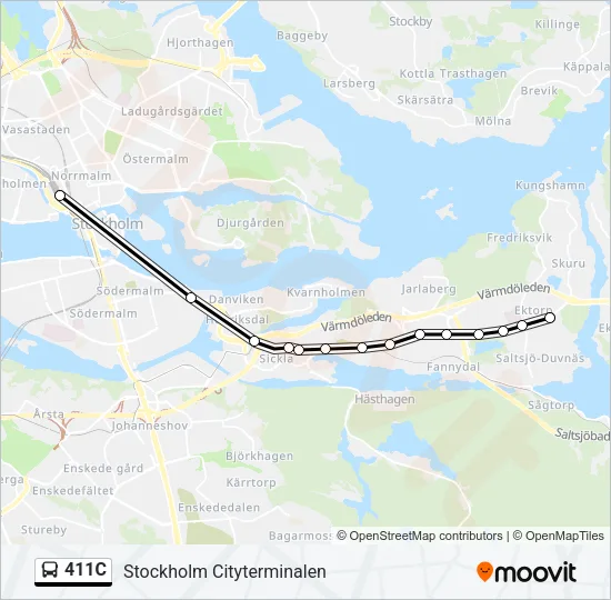411C Bus Line Map
