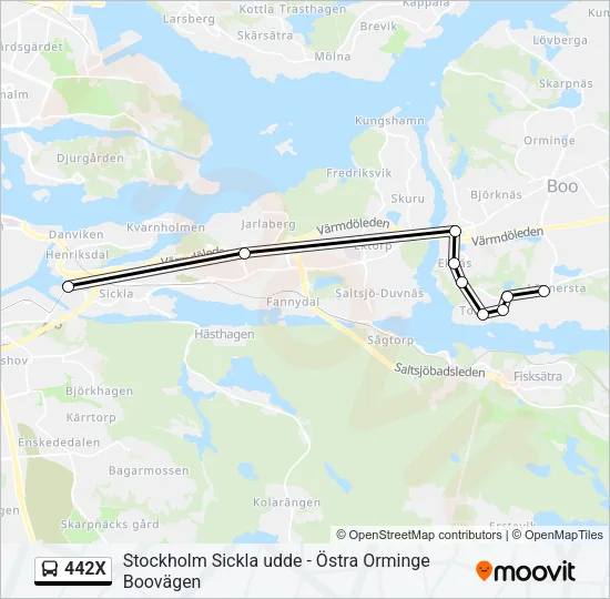 442X Bus Line Map
