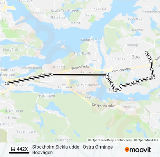 442X Bus Line Map