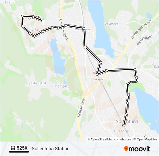 525X bus Line Map