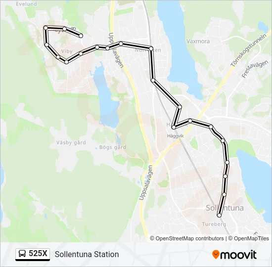 525X Bus Line Map