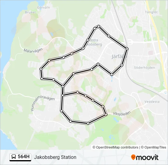 564H Bus Line Map