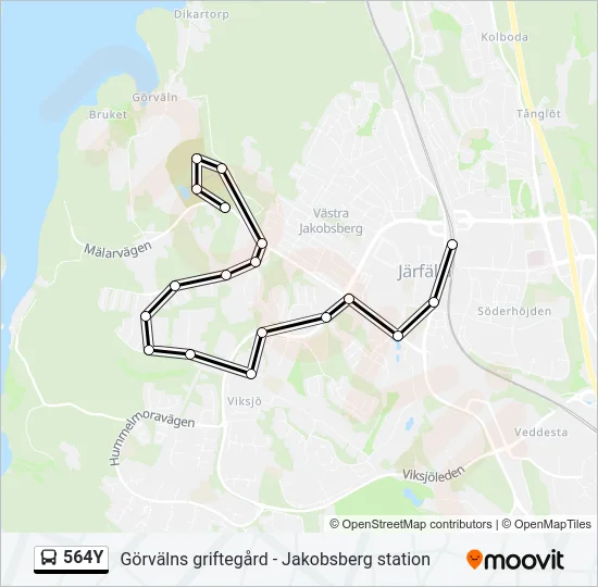 564Y Bus Line Map
