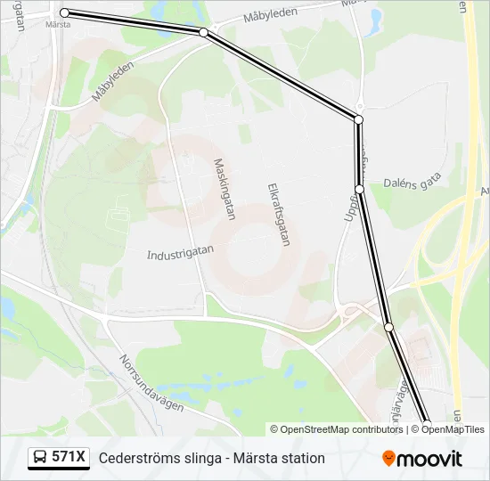 571X Bus Line Map