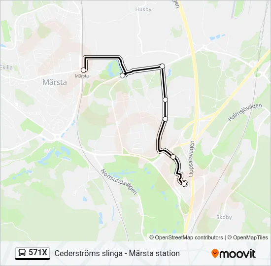 571X Bus Line Map