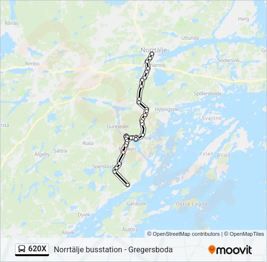 620X Bus Line Map