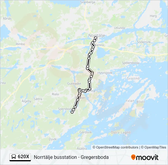 620X Bus Line Map