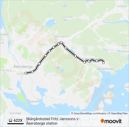 622X Bus Line Map