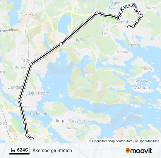 624C Bus Line Map