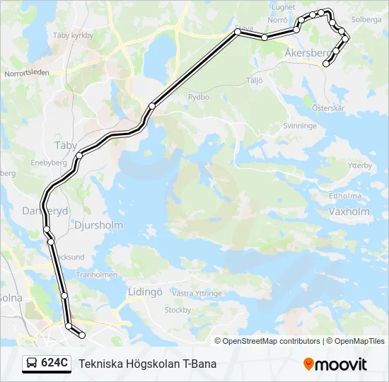 624C Bus Line Map