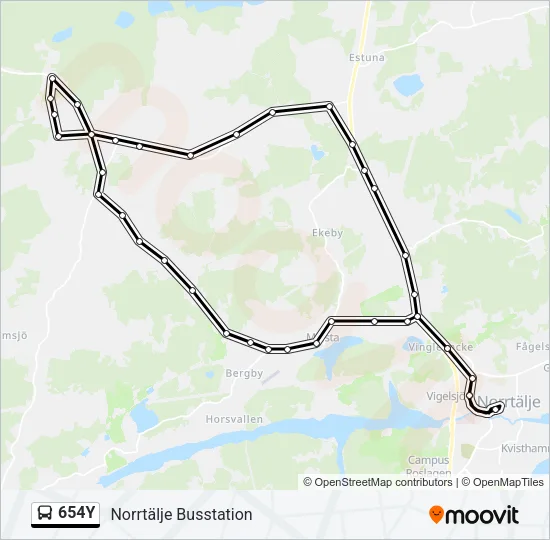 654Y Bus Line Map