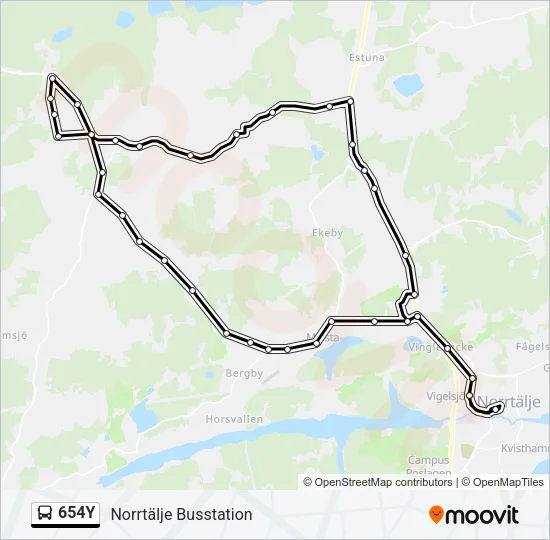 654Y Bus Line Map
