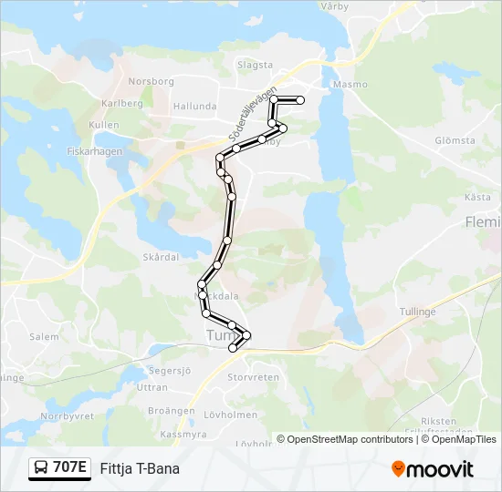 707E Bus Line Map