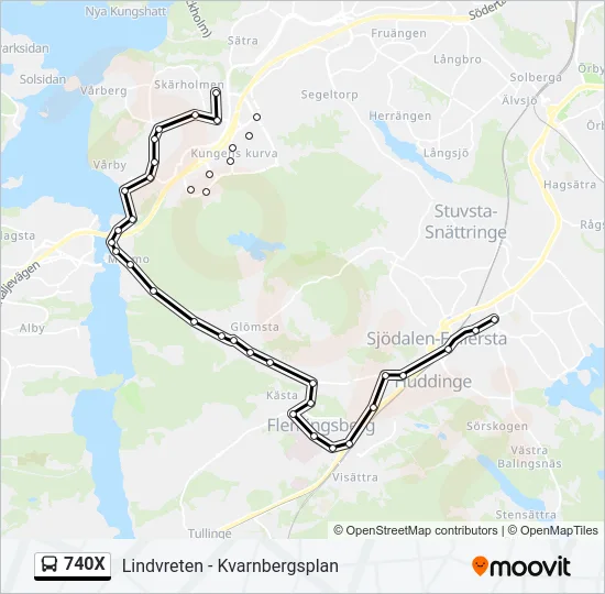740X Bus Line Map