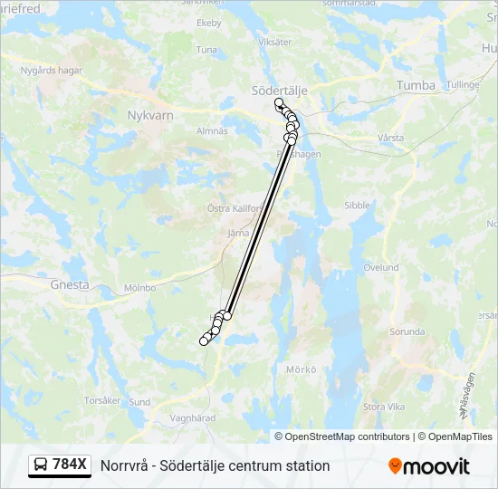 784X Bus Line Map