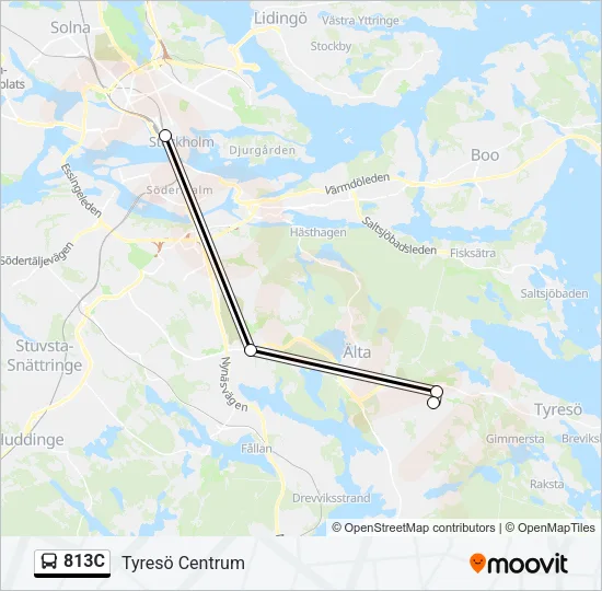813C Bus Line Map