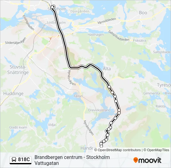 818C Bus Line Map