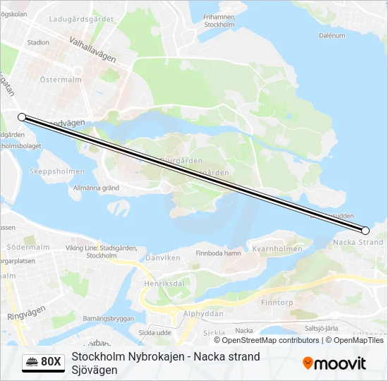 80X Ferry Line Map