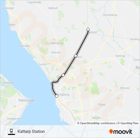 HELSINGBORG CENTRALSTATION - FÖRSLÖV STATION train Line Map