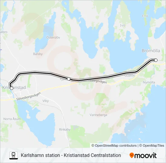 KARLSHAMN STATION - KRISTIANSTAD CENTRALSTATION Train Line Map
