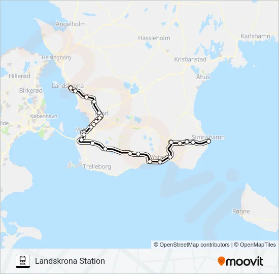 SIMRISHAMN STATION - HELSINGBORG CENTRALSTATION Train Line Map