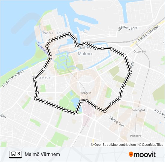 3 Rutt: Tidtabeller, Hållplatser & Kartor - Malmö Värnhem (Uppdaterat)