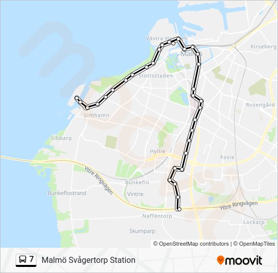 7 Rutt: Tidtabeller, Hållplatser & Kartor - Malmö Svågertorp Station ...