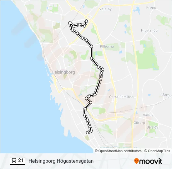 21 Bus Line Map