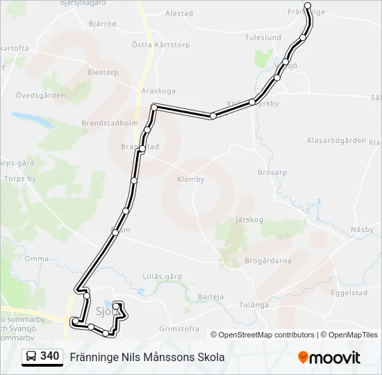 340 Bus Line Map