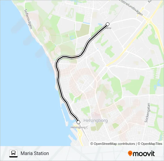 HELSINGBORG CENTRALSTATION - MARIA STATION  Line Map