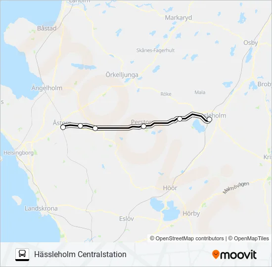 ÅSTORP STATION - HÄSSLEHOLM CENTRALSTATION  Line Map