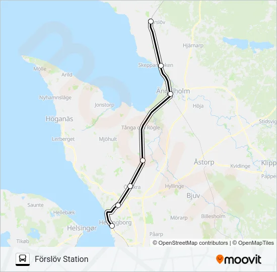 HELSINGBORG CENTRALSTATION - FÖRSLÖV STATION  Line Map