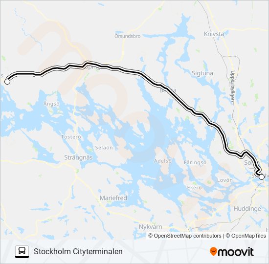 STOCKHOLM CITYTERMINALEN - VÄSTERÅS FLYGPLATS bus Line Map