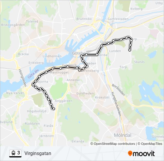 3 Rutt: Tidtabeller, Hållplatser & Kartor - Virginsgatan (Uppdaterat)