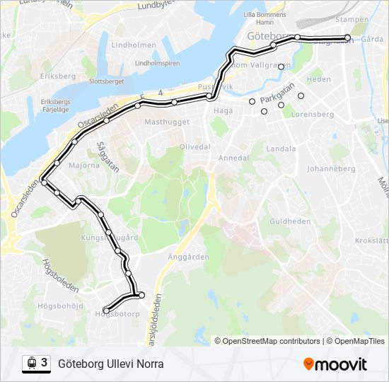 3 Route: Schedules, Stops & Maps - Göteborg Ullevi Norra (Updated)