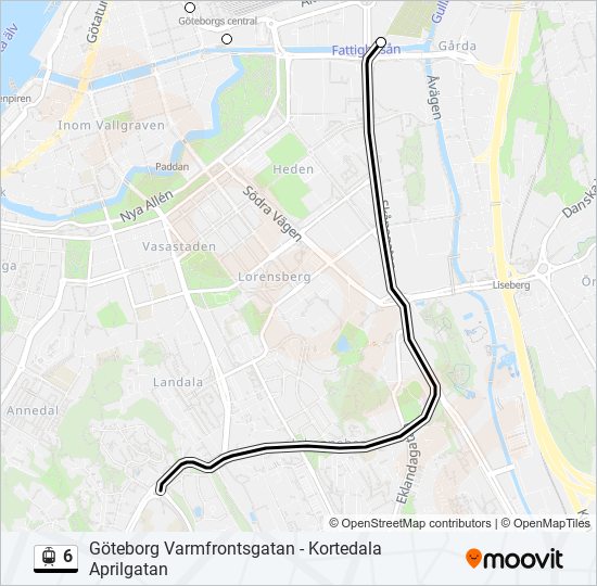 6 Route: Schedules, Stops & Maps - Göteborg Ullevi Norra (Updated)