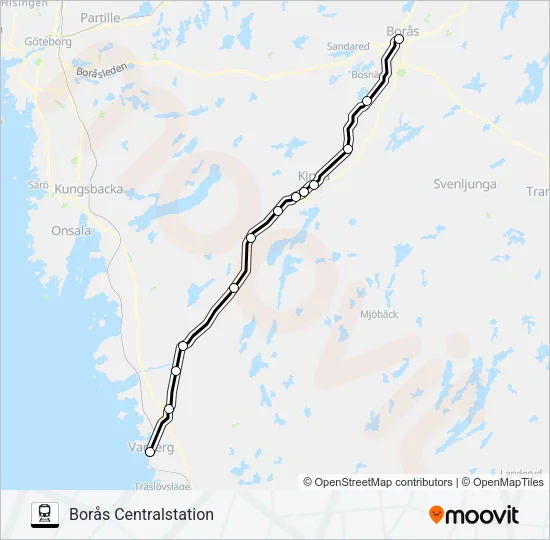 VARBERG STATION - HERRLJUNGA STATION  Line Map