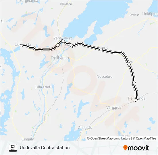 VARBERG STATION - HERRLJUNGA STATION  Line Map
