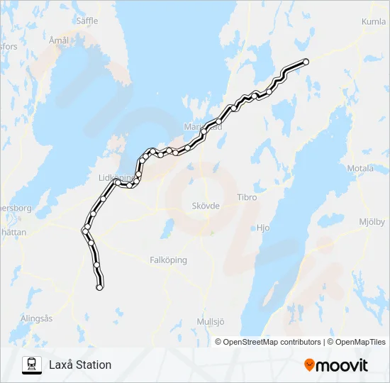 GÖTEBORG CENTRALSTATION - LAXÅ STATION  Line Map